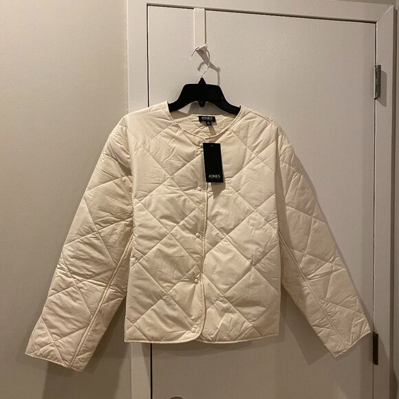NWT: Jones New York (JNY) White Cream Collarless Quilted Jacket - Size XL - Picture 4 of 6